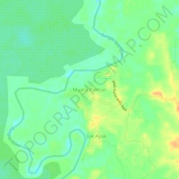 Muara Pantun topographic map, elevation, terrain