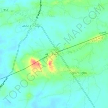 Akpoha-Igbo topographic map, elevation, terrain