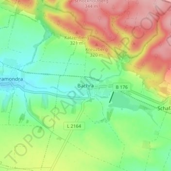 Bachra topographic map, elevation, terrain