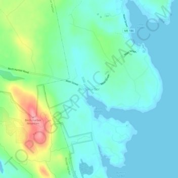 Birch Harbor topographic map, elevation, terrain