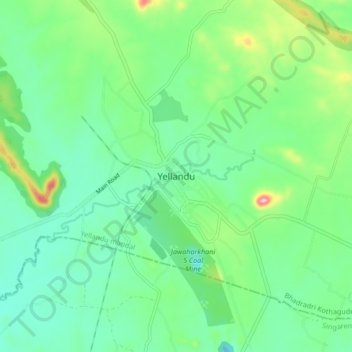 Yellandu topographic map, elevation, terrain