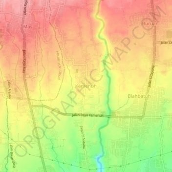 Kemenuh topographic map, elevation, terrain