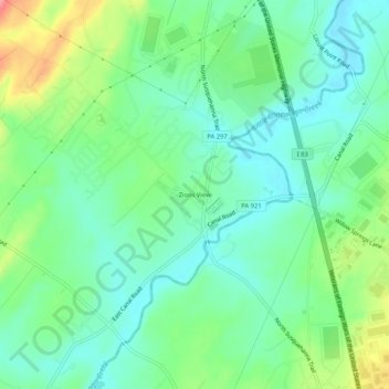Zions View topographic map, elevation, terrain