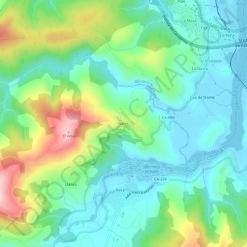 Nates topographic map, elevation, terrain