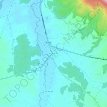 Cornudilla topographic map, elevation, terrain