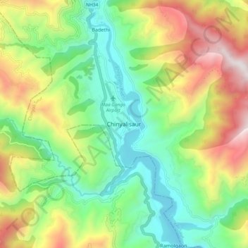 Chinyalisaur topographic map, elevation, terrain