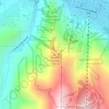 Aspen Mountain topographic map, elevation, terrain