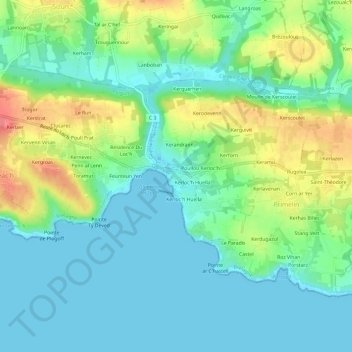 Kerloc'h topographic map, elevation, terrain