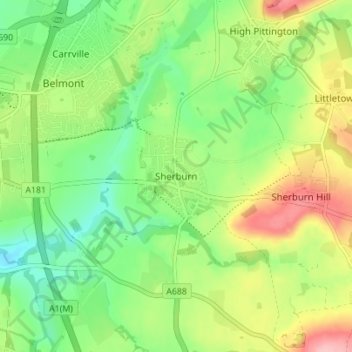 Sherburn topographic map, elevation, terrain