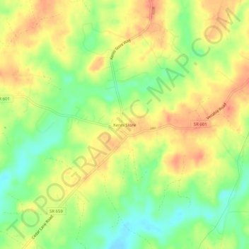 Kents Store topographic map, elevation, terrain