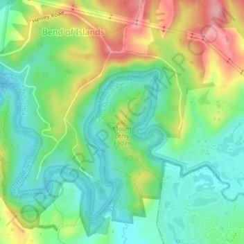 Mount Lofty topographic map, elevation, terrain