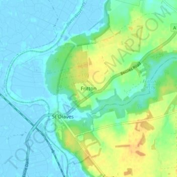 Fritton topographic map, elevation, terrain