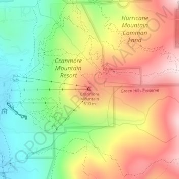 Cranmore Mountain topographic map, elevation, terrain