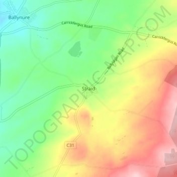 Straid topographic map, elevation, terrain