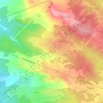 Servanac topographic map, elevation, terrain