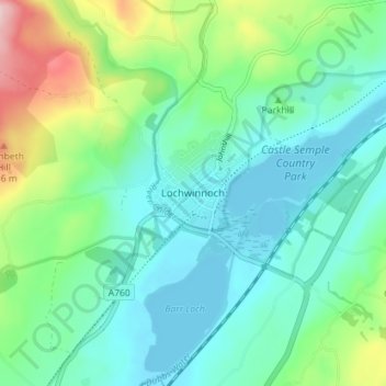 Lochwinnoch topographic map, elevation, terrain
