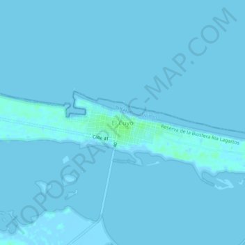 El Cuyo topographic map, elevation, terrain