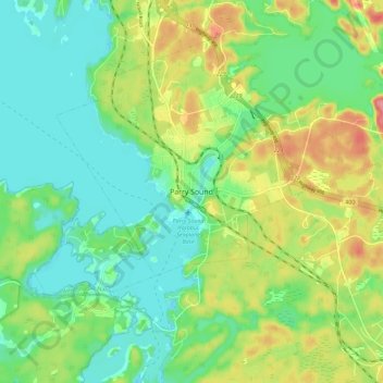 Parry Sound topographic map, elevation, terrain