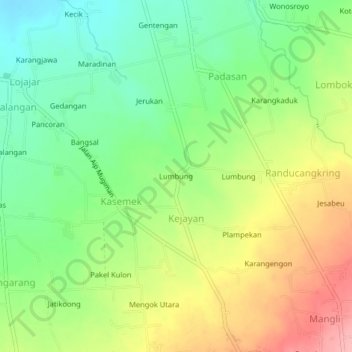 Lumbung topographic map, elevation, terrain