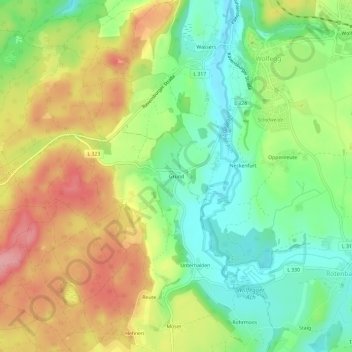 Grund topographic map, elevation, terrain