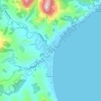 Tokomaru Bay topographic map, elevation, terrain