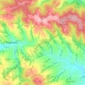 Dział topographic map, elevation, terrain