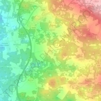 Barat topographic map, elevation, terrain
