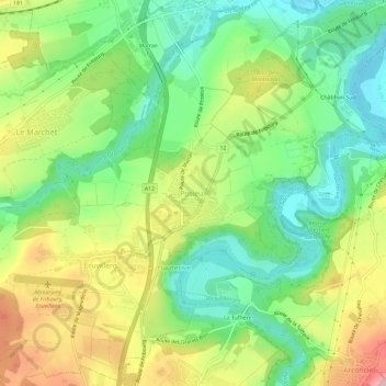 Posieux topographic map, elevation, terrain