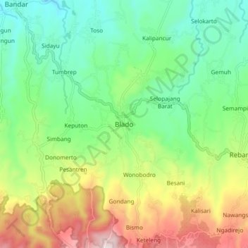 Blado topographic map, elevation, terrain