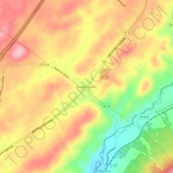 Steeles Tavern topographic map, elevation, terrain