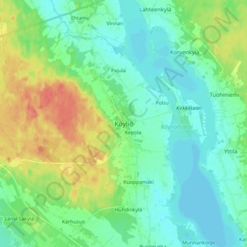 Köyliö topographic map, elevation, terrain