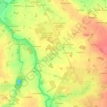 L'Égronnière topographic map, elevation, terrain