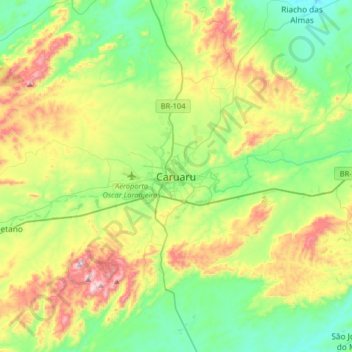 Caruaru topographic map, elevation, terrain