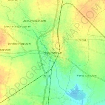 Virudhunagar topographic map, elevation, terrain
