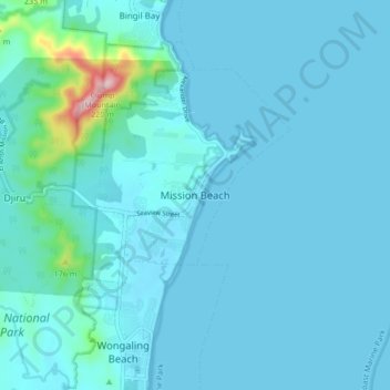 Mission Beach topographic map, elevation, terrain