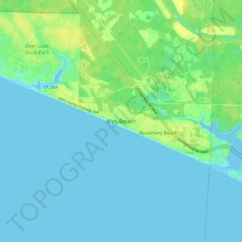 Alys Beach topographic map, elevation, terrain