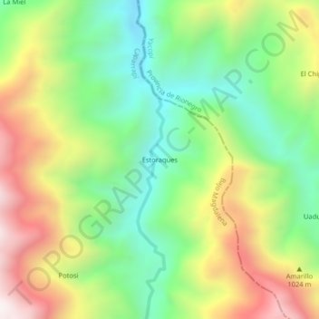 Estoraques topographic map, elevation, terrain