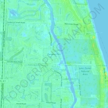 Paradise Port topographic map, elevation, terrain