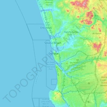 Del Mar topographic map, elevation, terrain