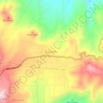 Sarasedu topographic map, elevation, terrain
