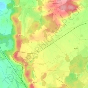 Mennisweiler topographic map, elevation, terrain