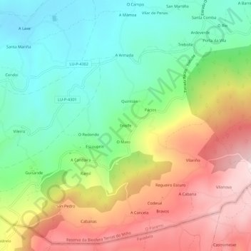 Friolfe topographic map, elevation, terrain