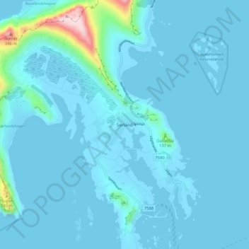Sørland topographic map, elevation, terrain