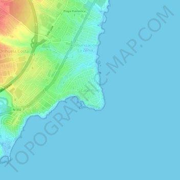 Cabo Roig topographic map, elevation, terrain