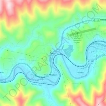 Dayhoit topographic map, elevation, terrain