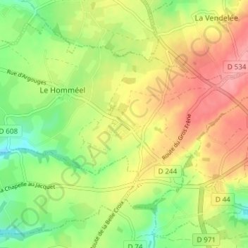 Le Pavement topographic map, elevation, terrain