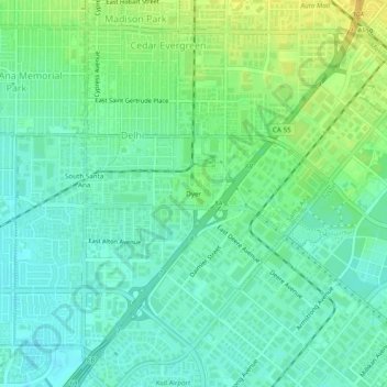 Dyer topographic map, elevation, terrain
