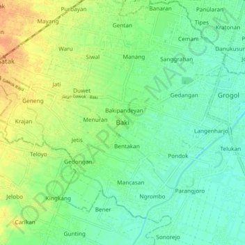 Baki topographic map, elevation, terrain