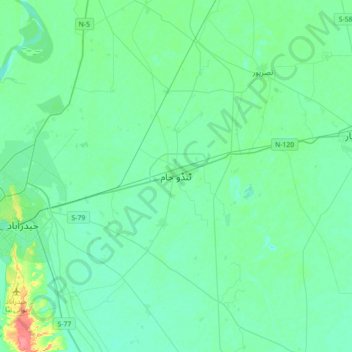 Tando Jam topographic map, elevation, terrain