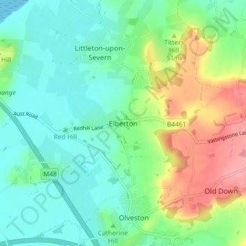 Elberton topographic map, elevation, terrain